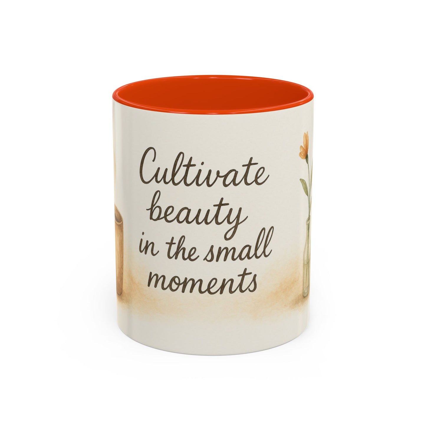 "Cultivate Beauty" Floral Quote Mug – Ceramic Boho Coffee Cup