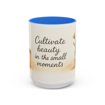 "Cultivate Beauty" Floral Quote Mug – Ceramic Boho Coffee Cup