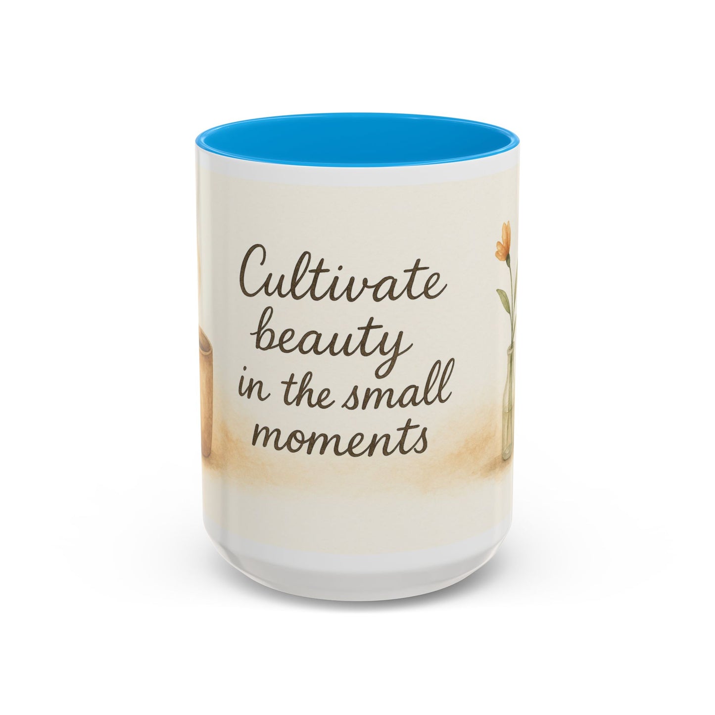 "Cultivate Beauty" Floral Quote Mug – Ceramic Boho Coffee Cup