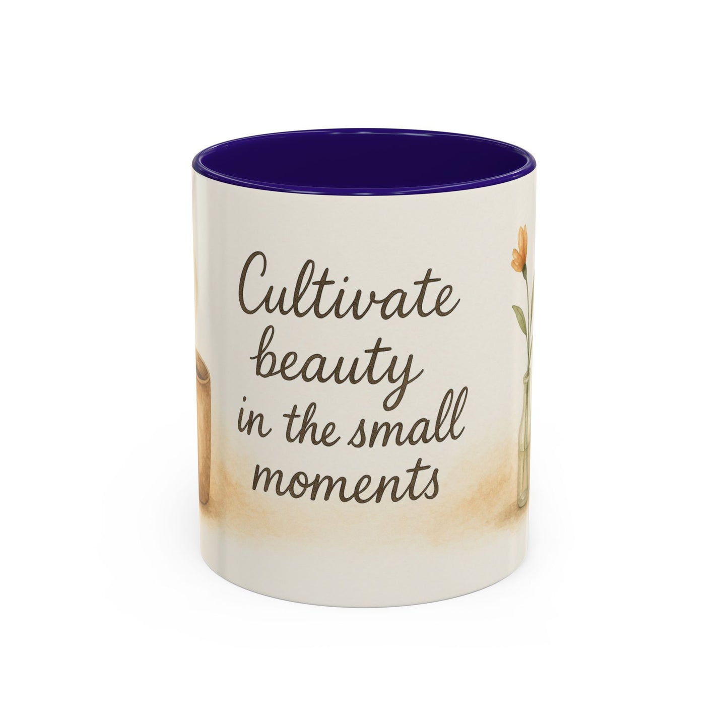 "Cultivate Beauty" Floral Quote Mug – Ceramic Boho Coffee Cup