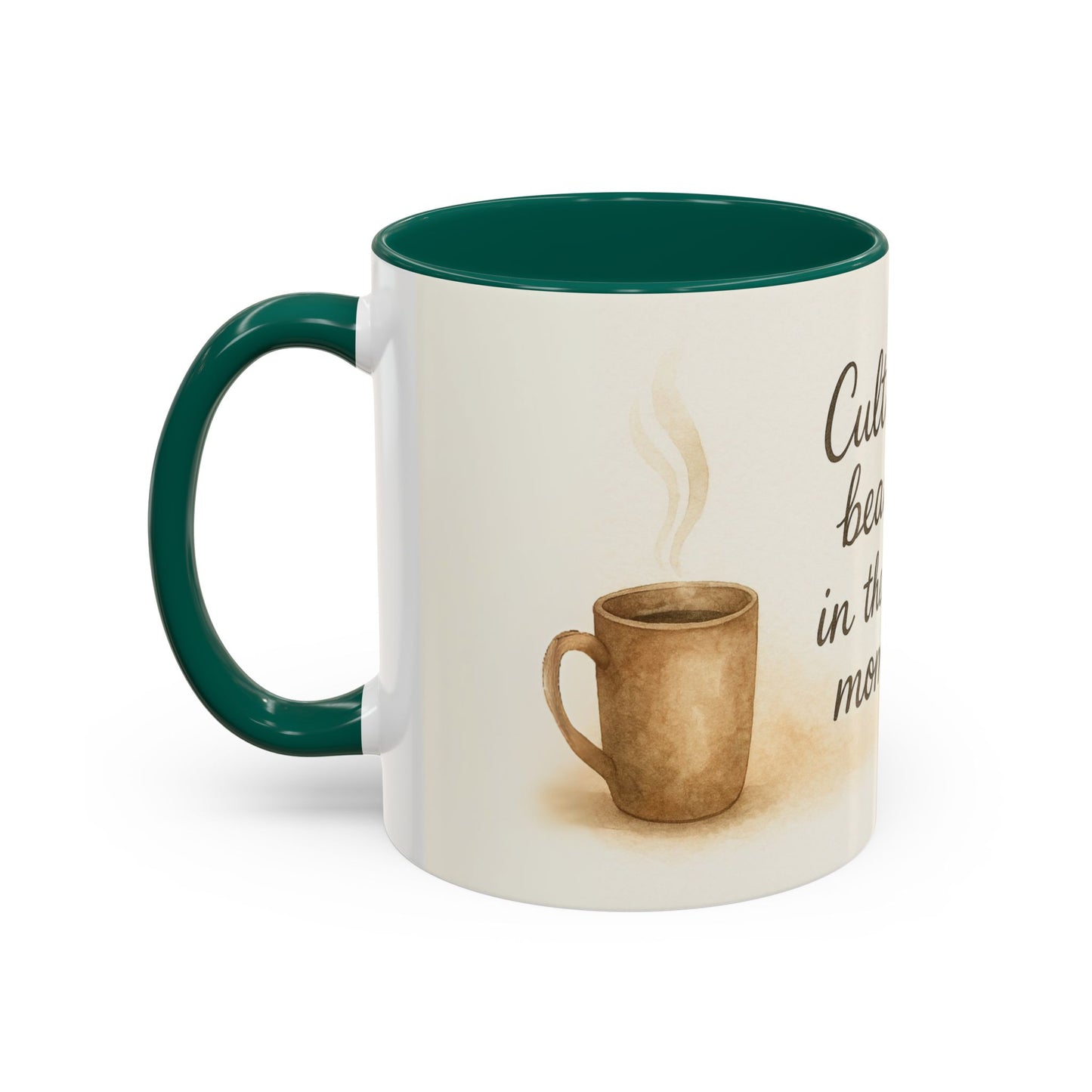 "Cultivate Beauty" Floral Quote Mug – Ceramic Boho Coffee Cup