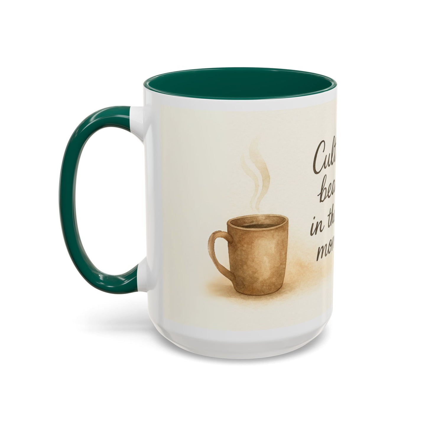 "Cultivate Beauty" Floral Quote Mug – Ceramic Boho Coffee Cup