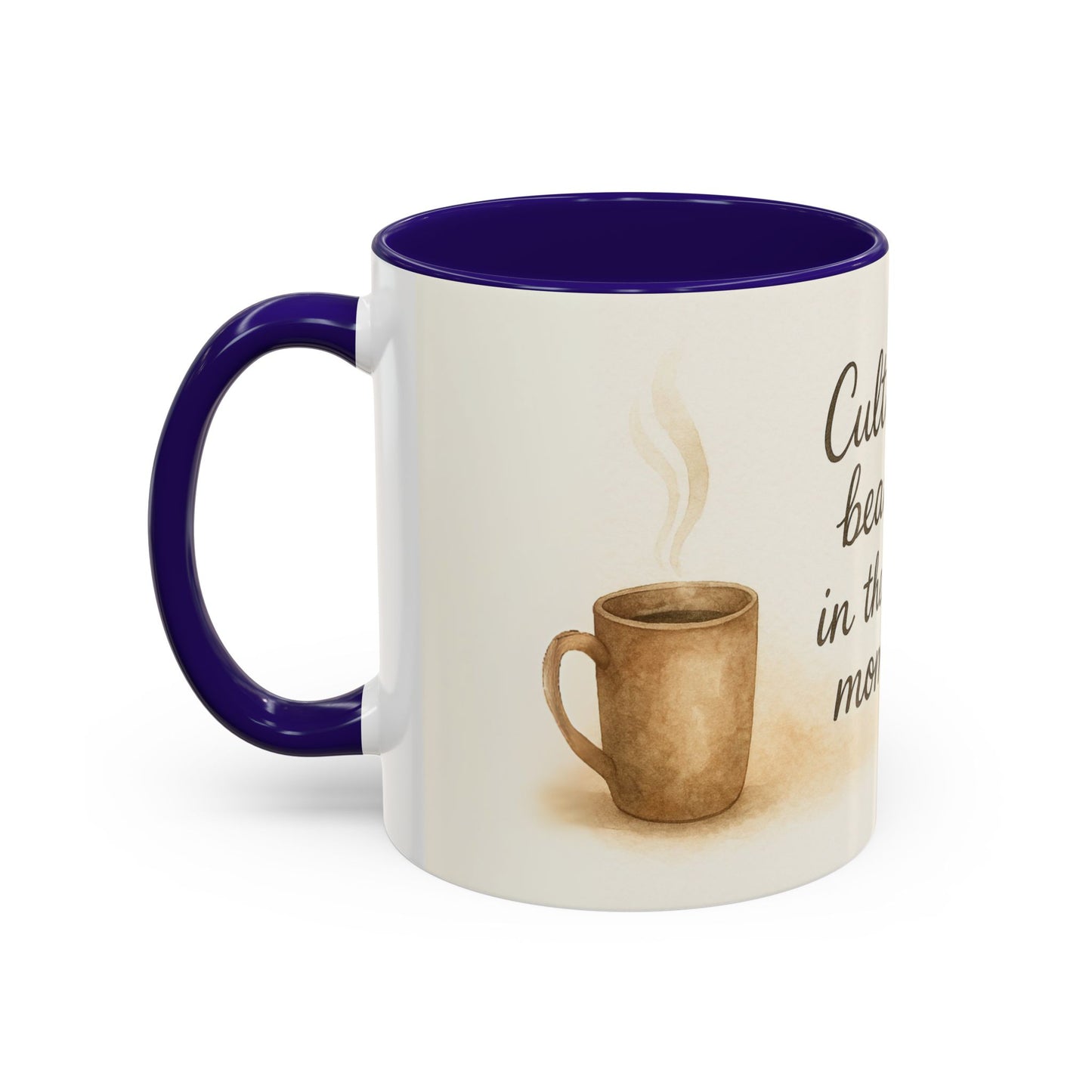 "Cultivate Beauty" Floral Quote Mug – Ceramic Boho Coffee Cup