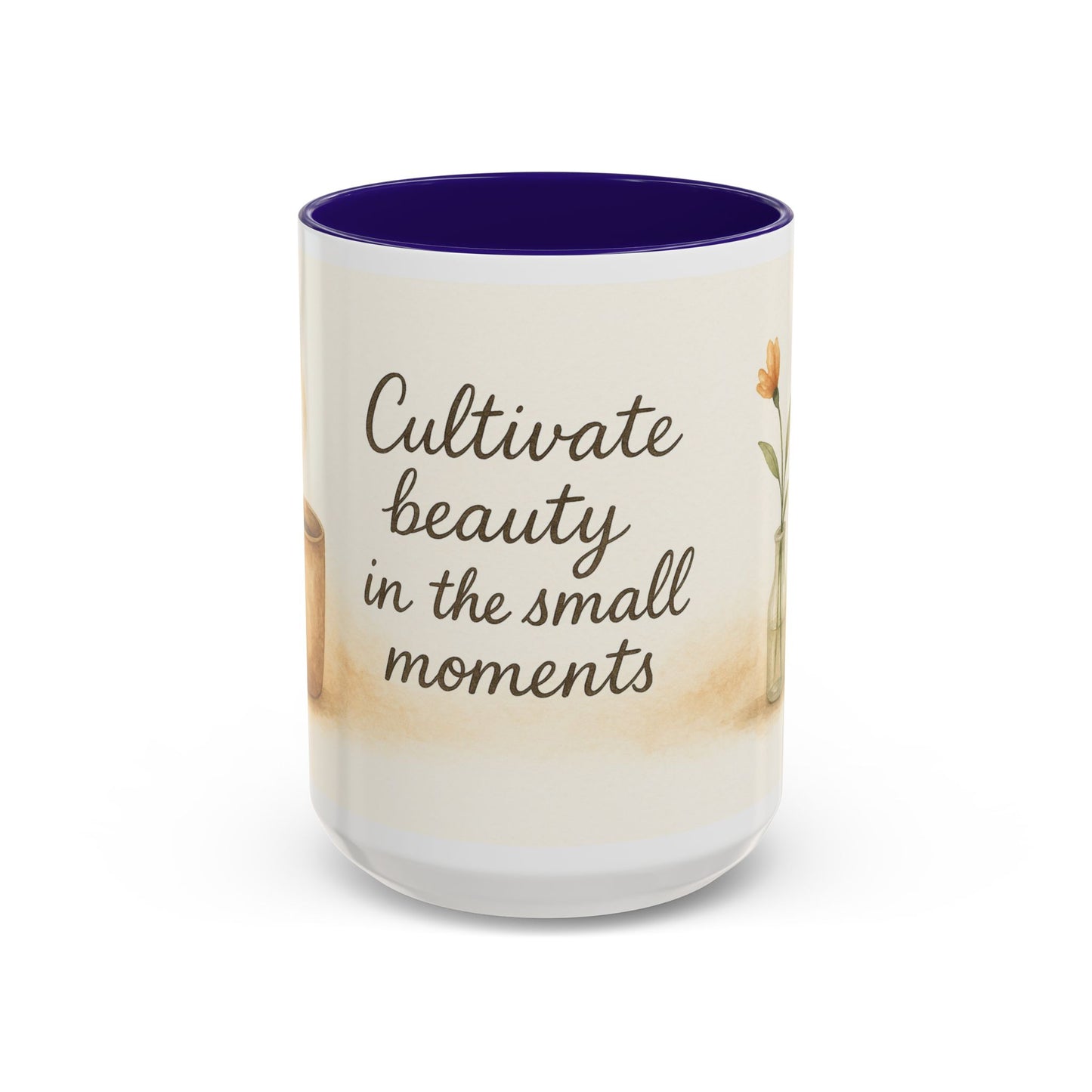 "Cultivate Beauty" Floral Quote Mug – Ceramic Boho Coffee Cup