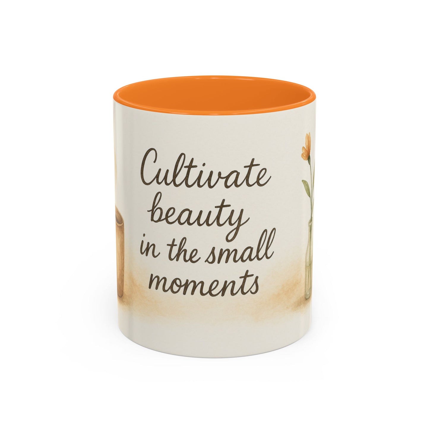 "Cultivate Beauty" Floral Quote Mug – Ceramic Boho Coffee Cup