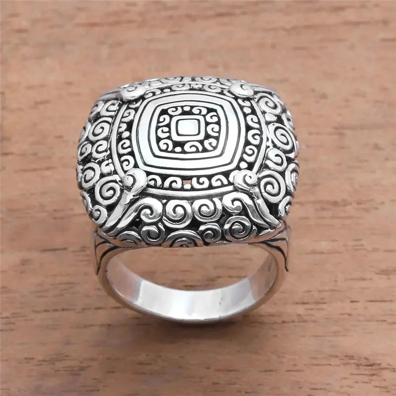 Boho Vintage Square Tribal Ring