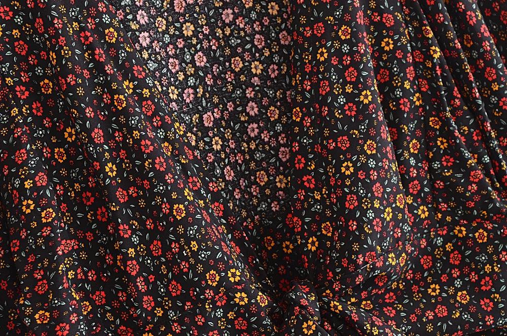 Boho Noir Garden Tie-Front Blouse