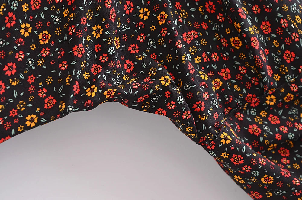 Boho Noir Garden Tie-Front Blouse