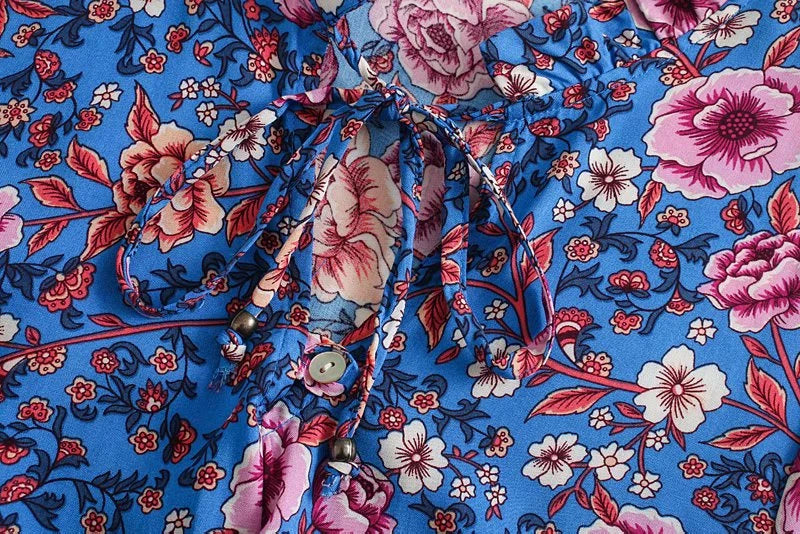 Wildflower Dreams Boho Blouse - Tie-Front Floral