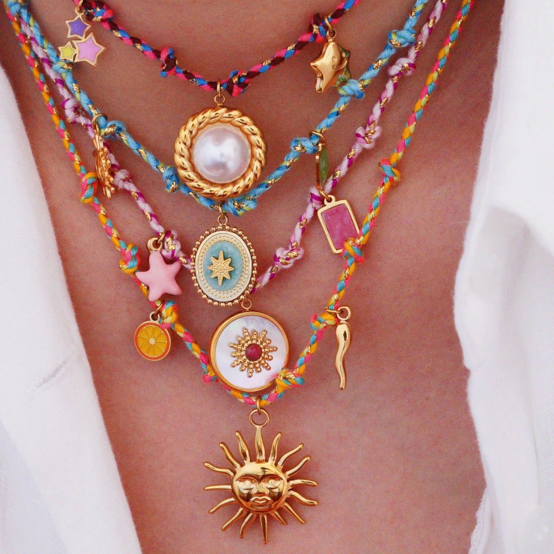Boho Beaded Charm Necklaces – 16”