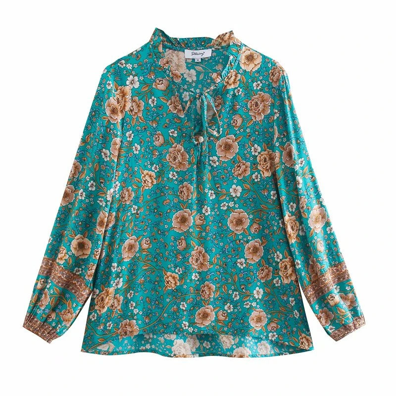 Wildflower Dreams Boho Blouse - Tie-Front Floral
