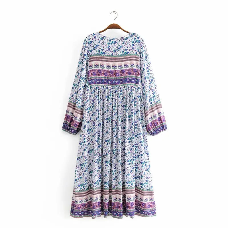 Festival Spirit: Boho Floral Tassel Maxi Dress