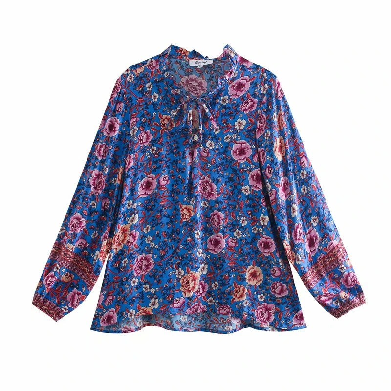 Wildflower Dreams Boho Blouse - Tie-Front Floral