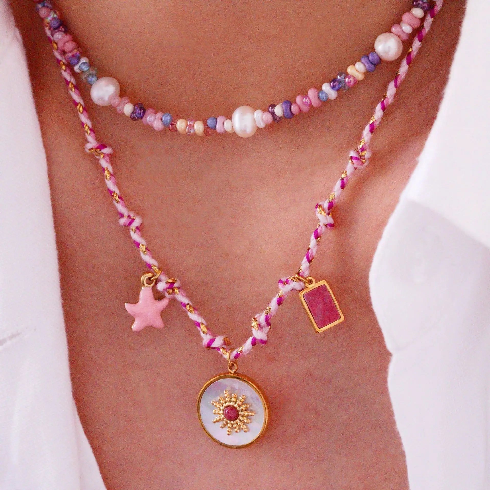 Boho Beaded Charm Necklaces – 16”