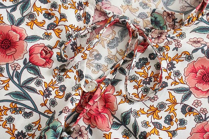 Boho Floral Button-Up Blouse – Rayon Cotton Blend
