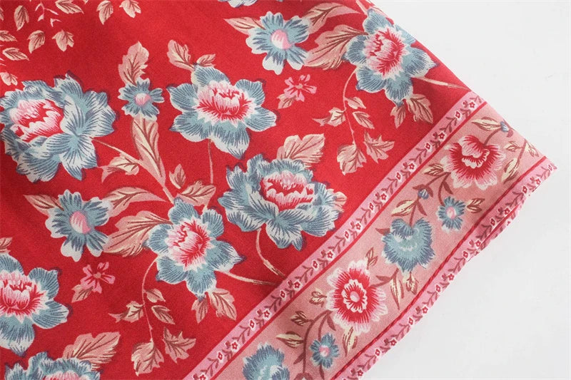 Boho Floral Button-Front Maxi Dress – Cotton &amp; Rayon Blend