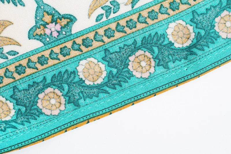 🌿 Boho Turquoise Kimono Dress
