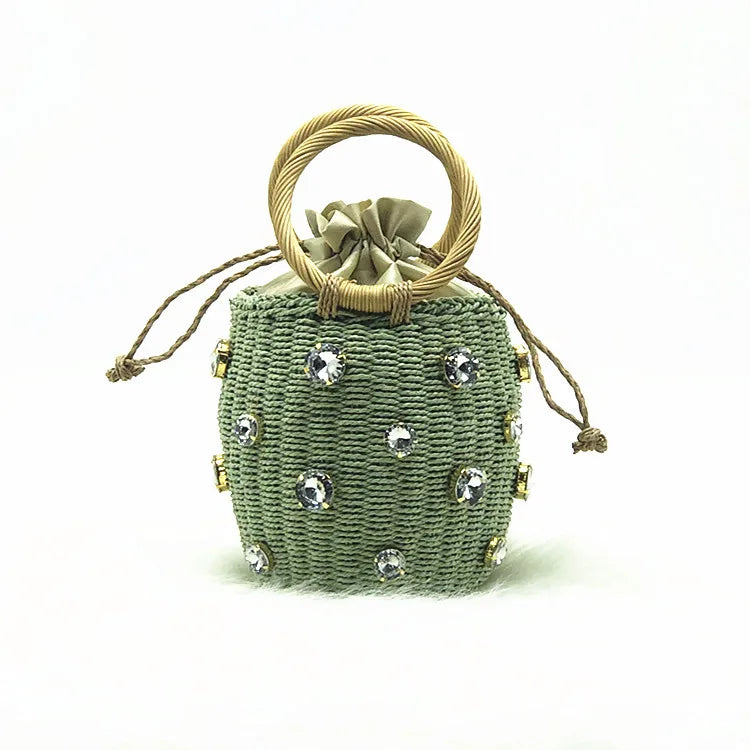 Artisan Sparkle Woven Bucket Bag - Boho Chic