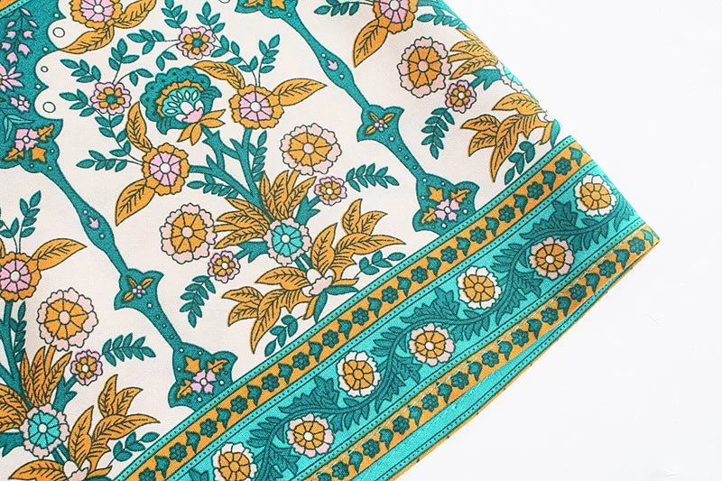 🌿 Boho Turquoise Kimono Dress