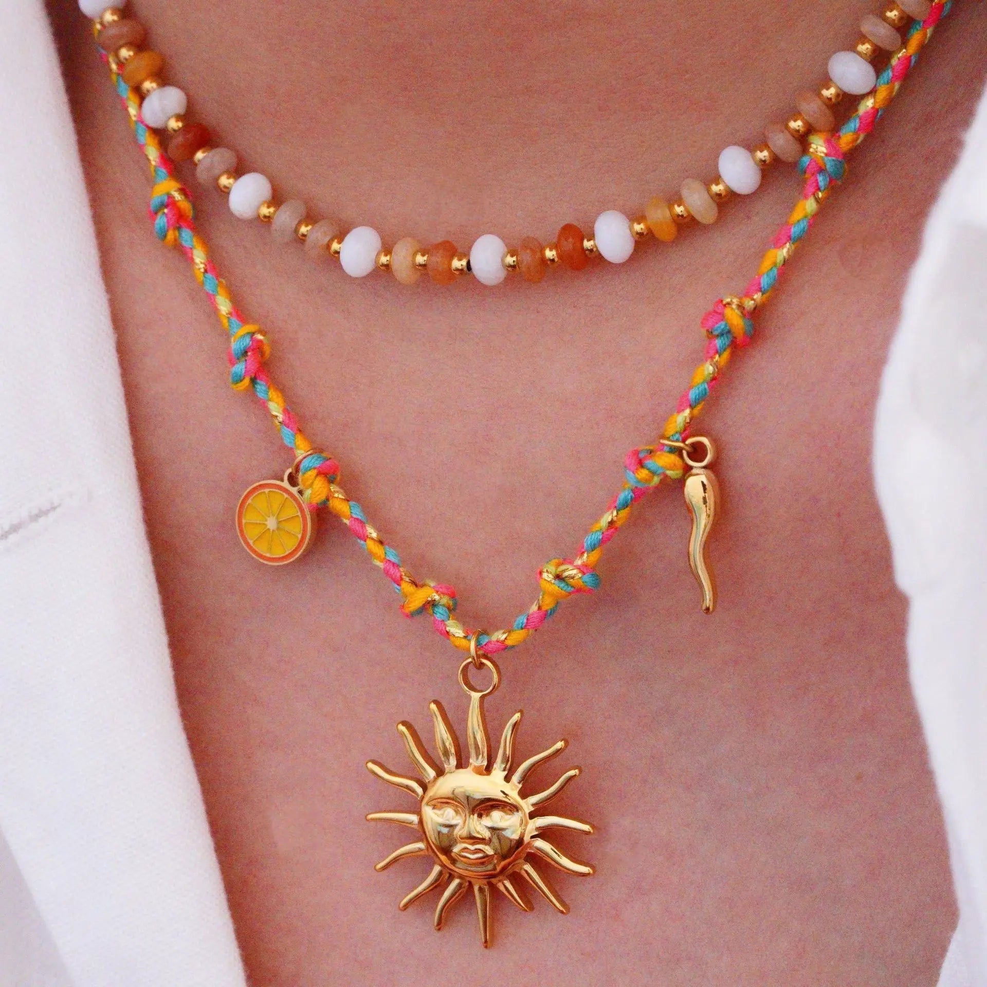 Boho Beaded Charm Necklaces – 16”