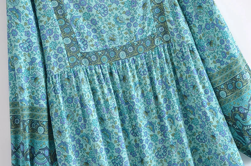 Emerald Breeze Boho Midi Dress