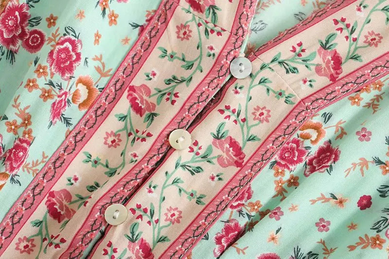 Vintage Boho Floral Maxi Dress