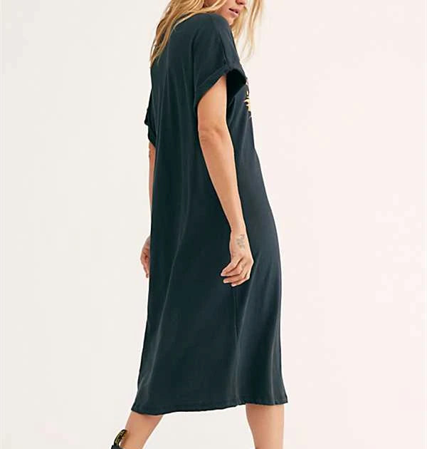 Rock Spirit Graphic Tee Dress - Vintage Black