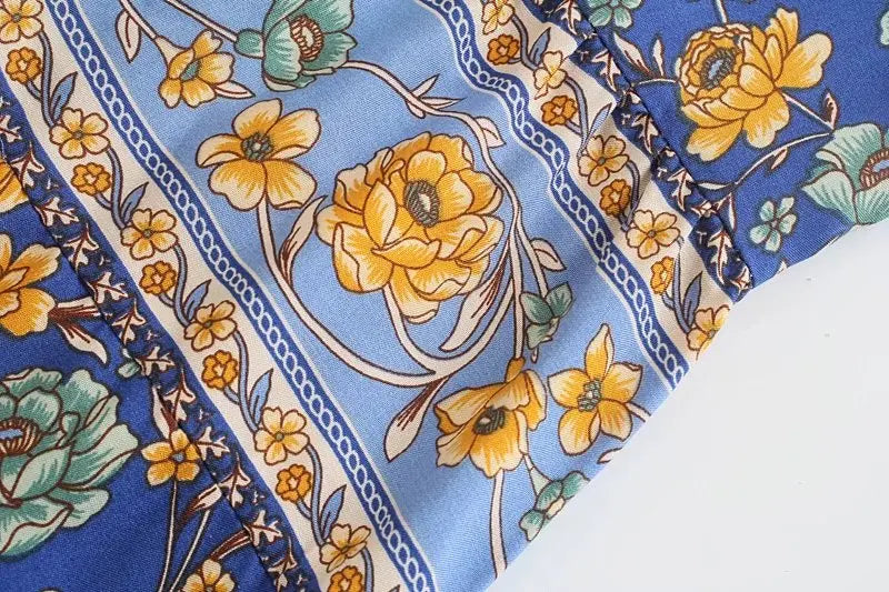 Wanderlust Floral Boho Maxi Dress - Blue Dream