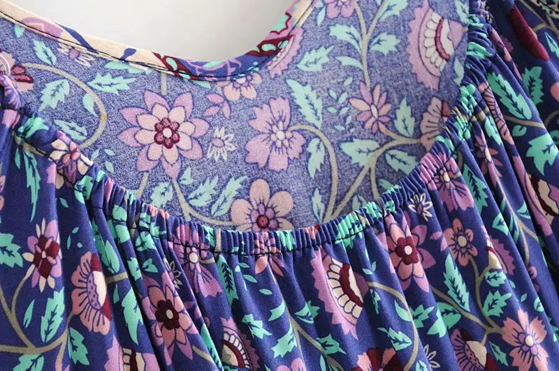 Whimsical Bloom: Boho Floral Midi Sundress