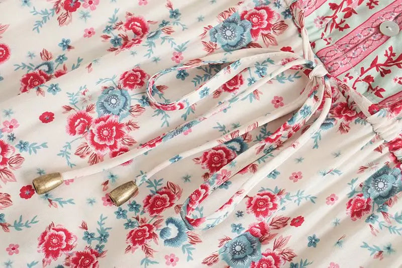 Vintage Boho Floral Maxi Dress