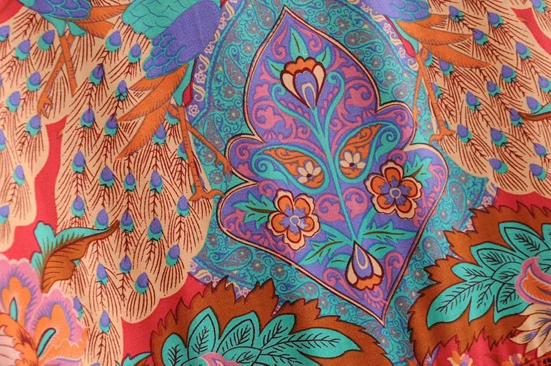 Boho Patchwork Print Long Sleeve Blouse – Colorful Freedom in Every Thread