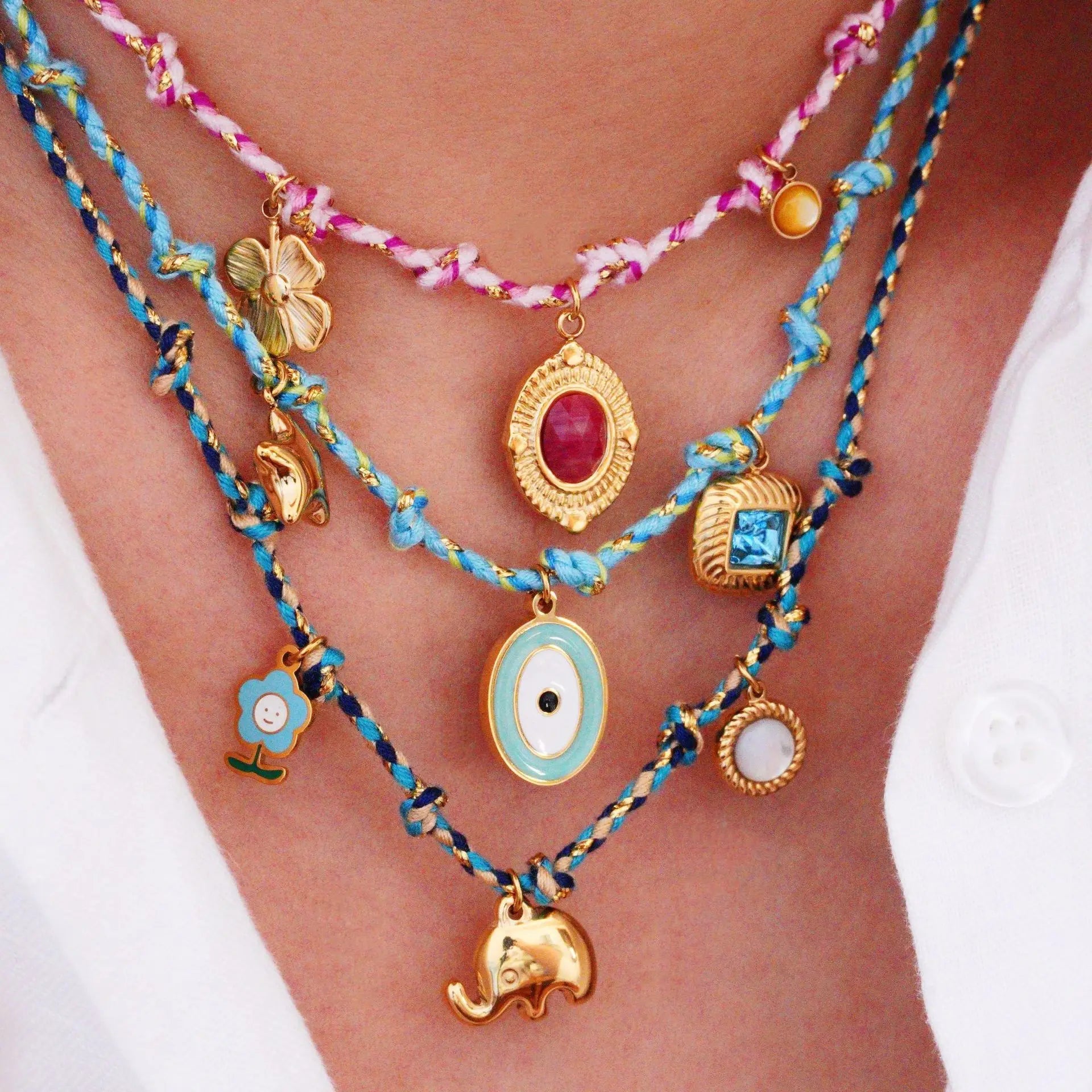 Boho Beaded Charm Necklaces – 16”
