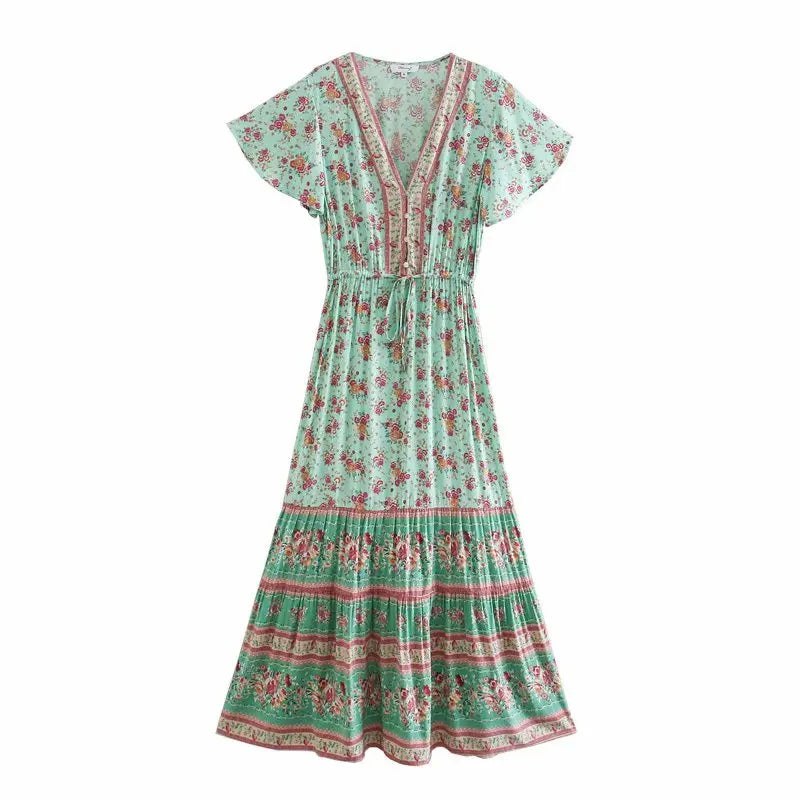 Vintage Boho Floral Maxi Dress
