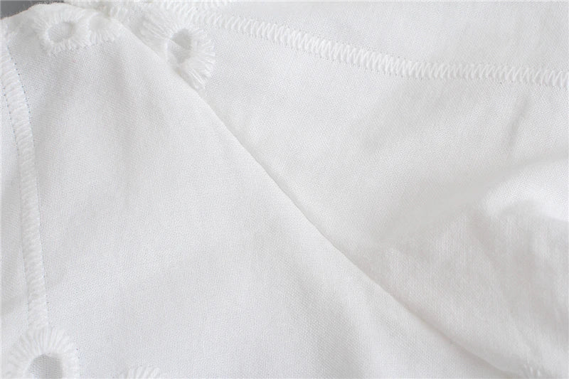 White Cotton Lace Puff Sleeve Mini Dress