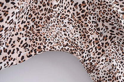 Boho Leopard Tie-Front Blouse – Rayon Cotton Blend