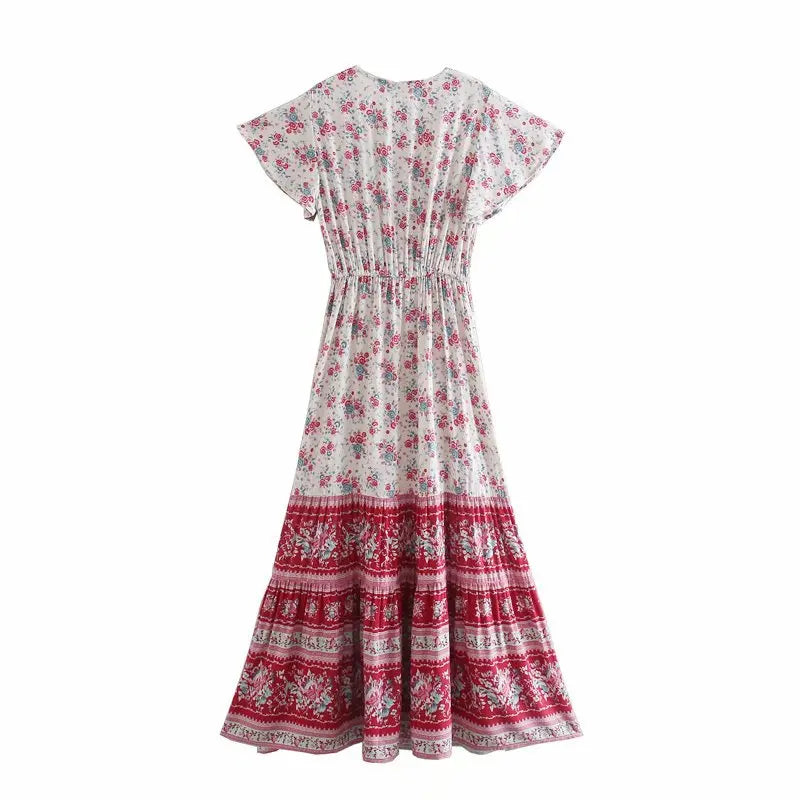 Vintage Boho Floral Maxi Dress