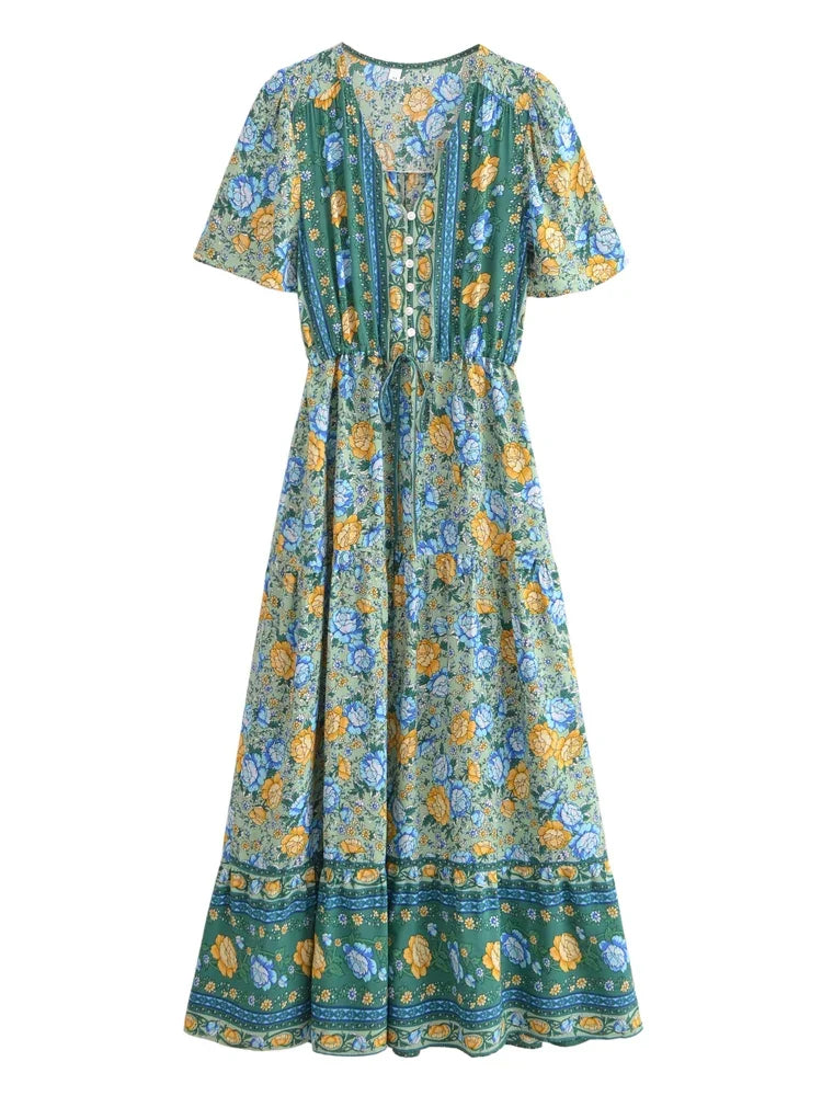 Sunbeam Floral Boho Maxi Dress - Rayon Blend