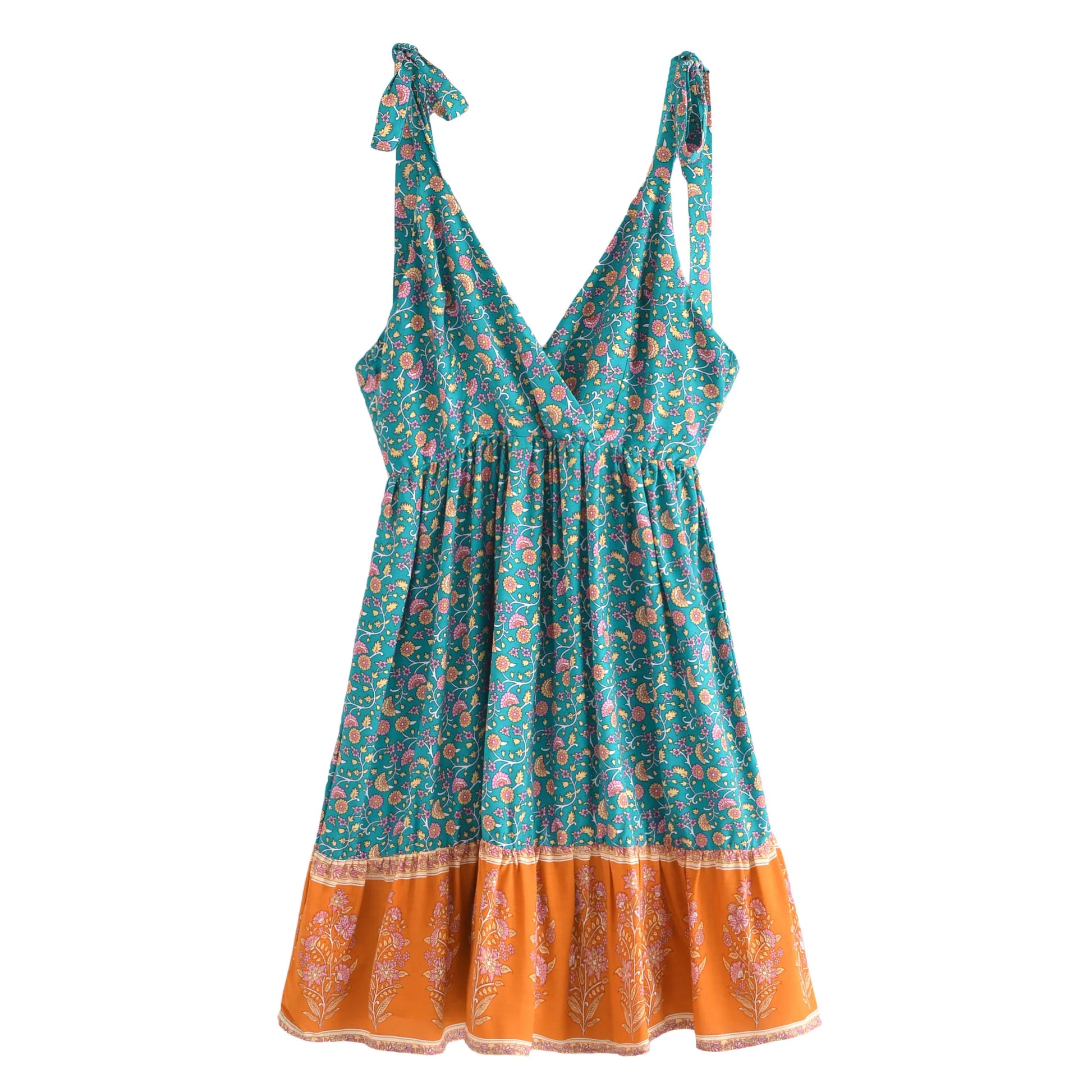 Sun-Kissed Boho Mini Dress – Vintage Floral Tiered Hem