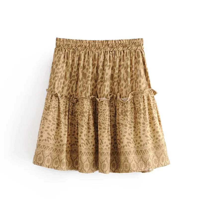 🐆 Wild Spirit Leopard Boho Skirt
