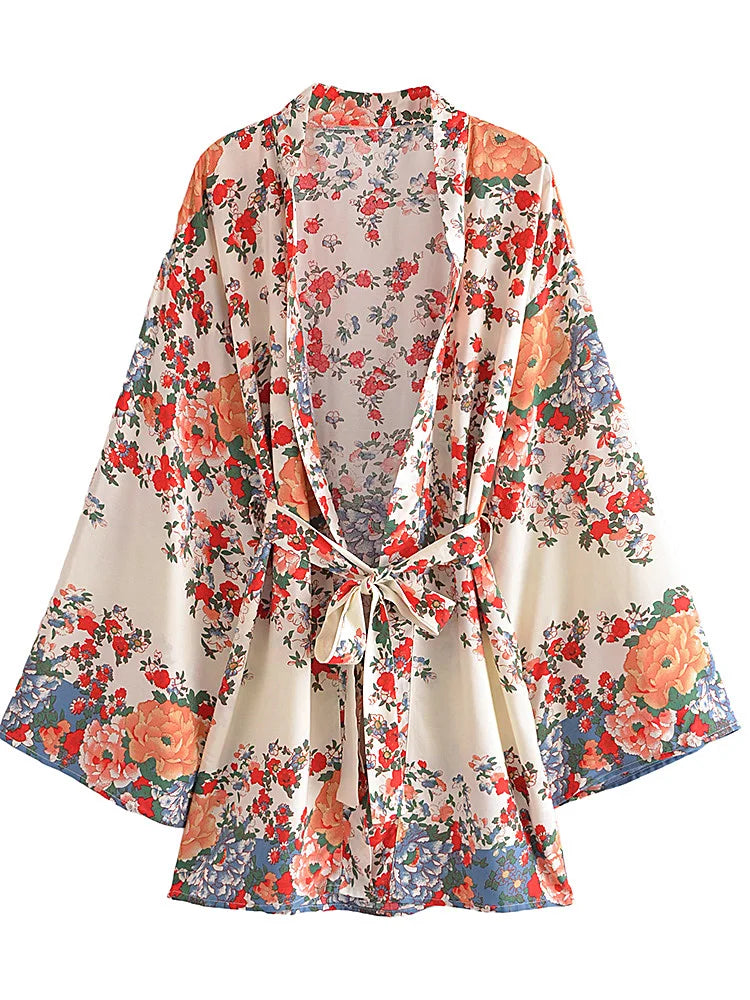 🌼 Boho Blossom Tie-Waist Kimono