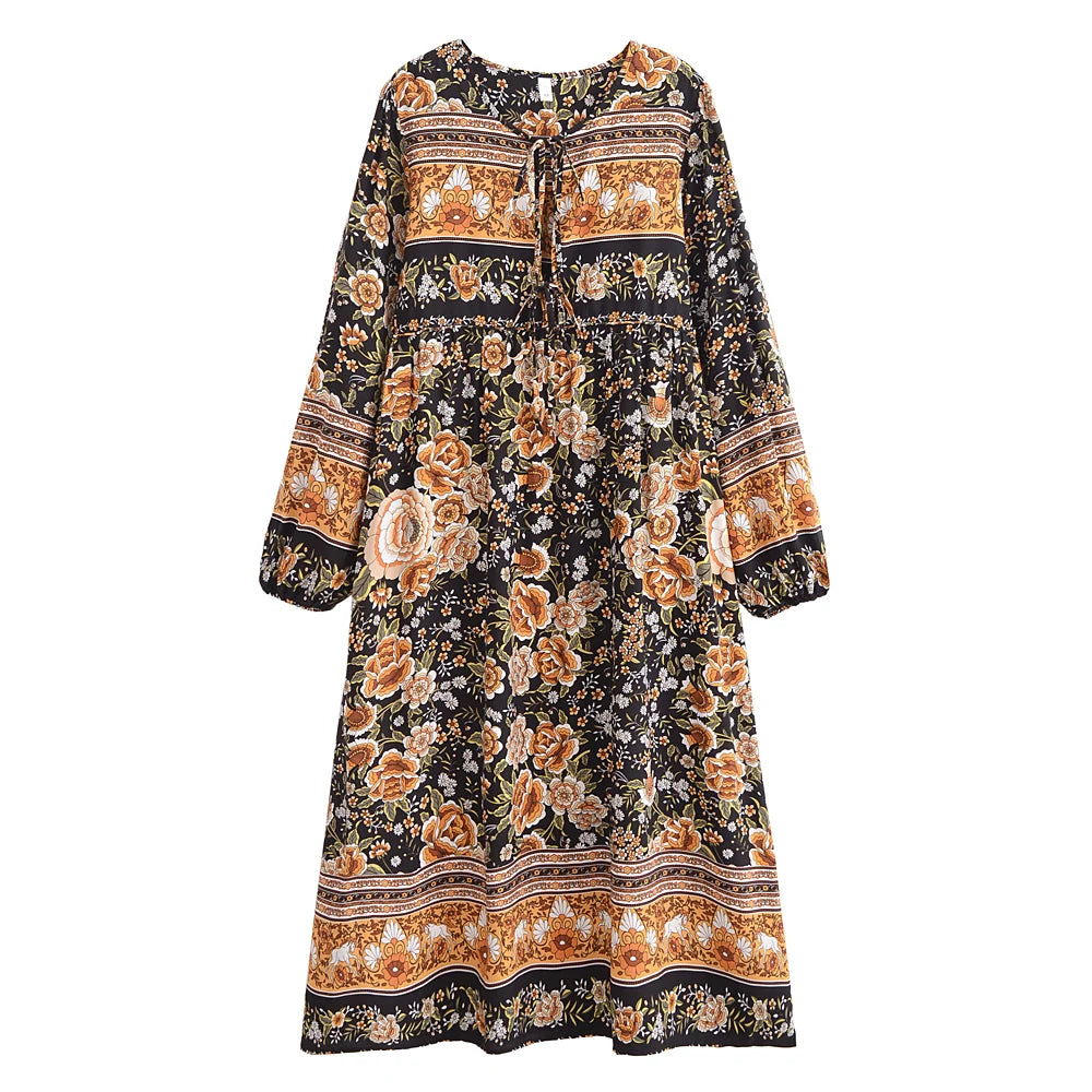 Boho Bloom Maxi Dress – Cotton & Rayon Blend