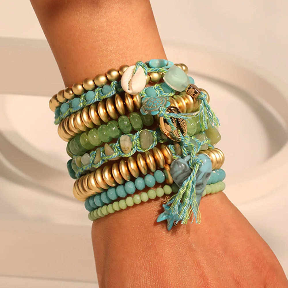 Boho Ocean Vibes Beaded Bracelet Set