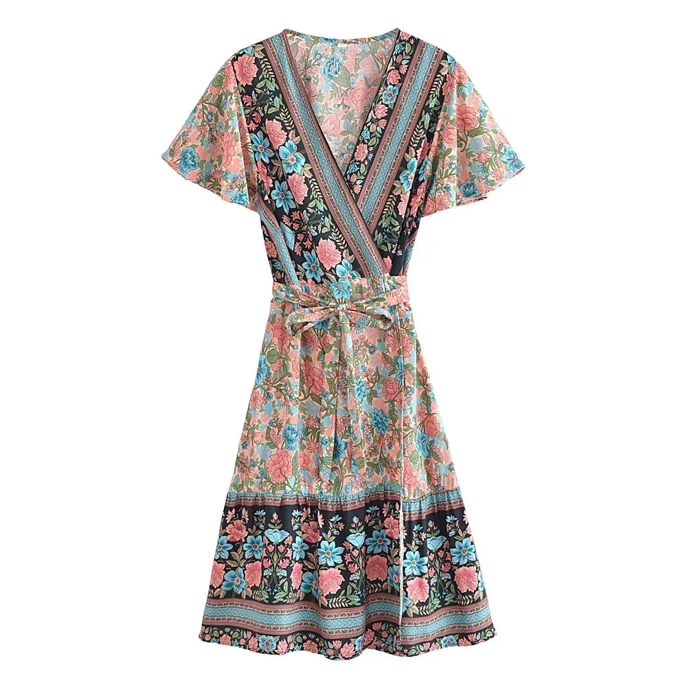 Bohemian Bloom Ruffle Mini Dress - Free Spirit Style!