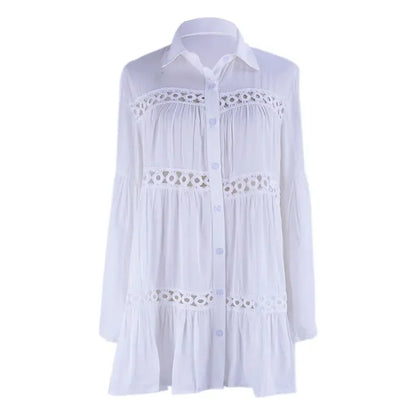 Boho White Beach Cover-Up Tunic – 100% Rayon