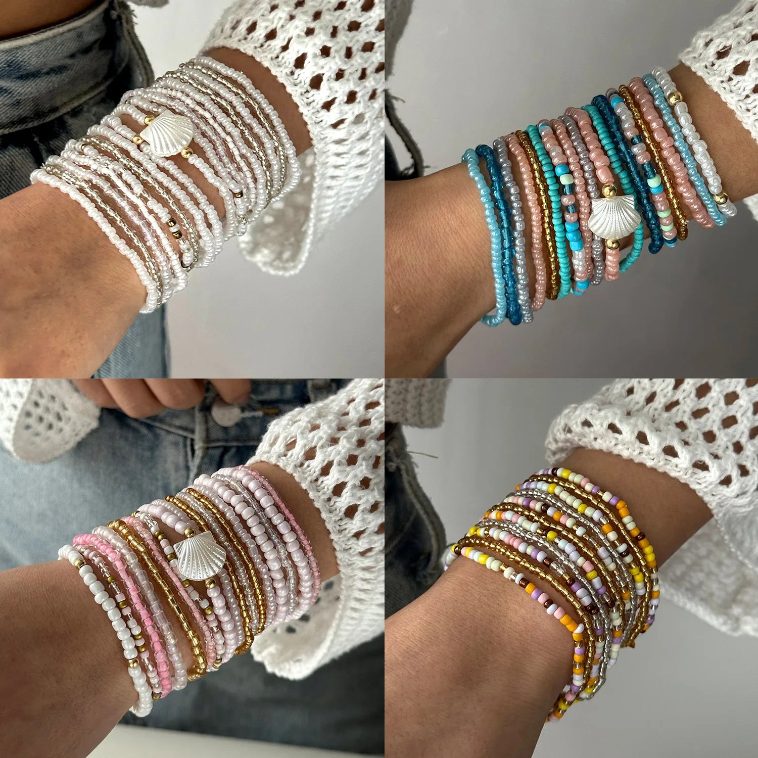 Boho Beaded Wrap Bracelet – Multi-Strand Adjustable Bangle