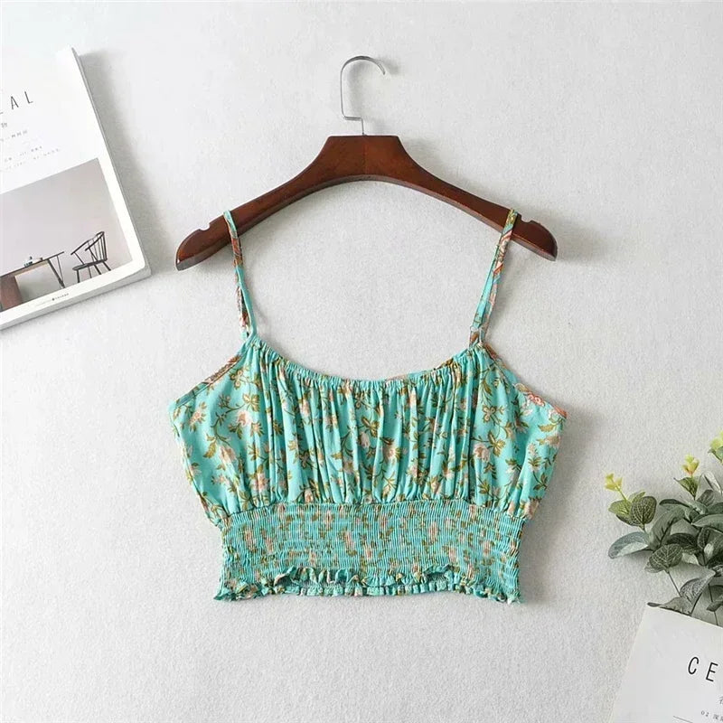 Oasis Dreams: Boho Floral Crop Top &amp; Palazzo Pants Set