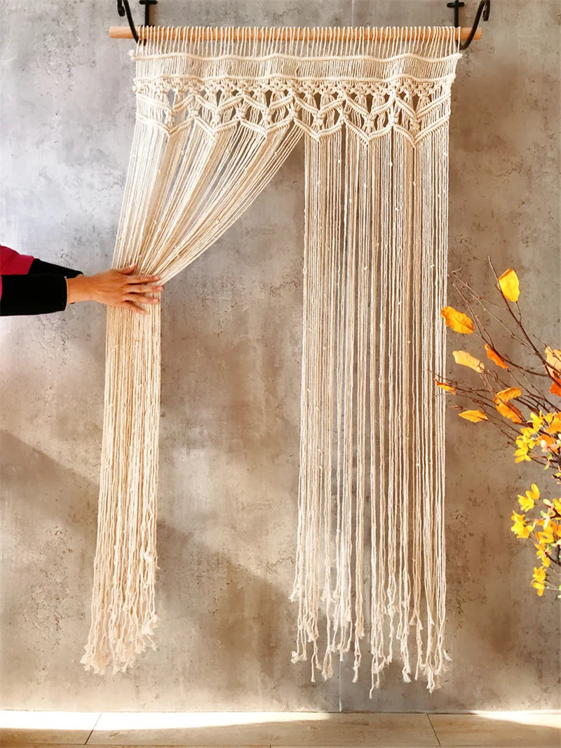 Boho Macrame Cotton Door Curtain Tapestry – Multiple Designs