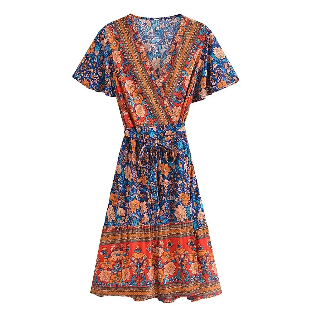 Bohemian Bloom Ruffle Mini Dress - Free Spirit Style!