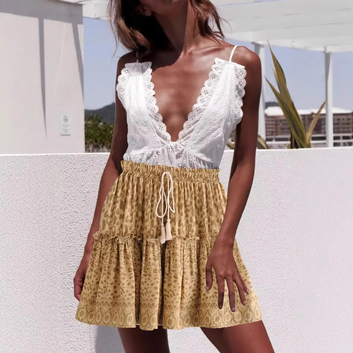 🐆 Wild Spirit Leopard Boho Skirt