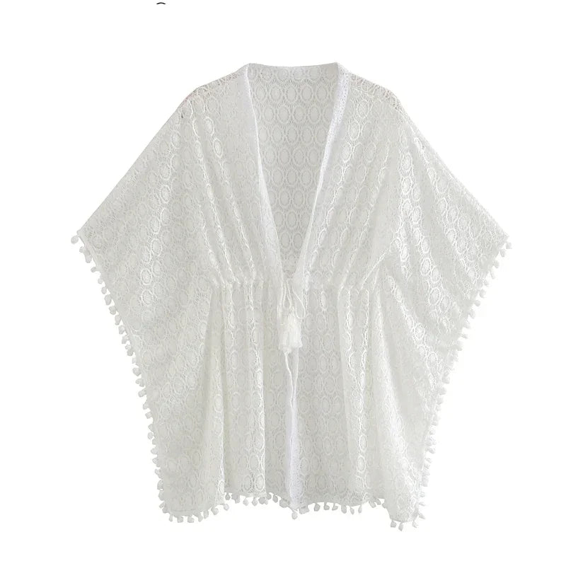 ✨ White Boho Lace Cover-Up – One Size